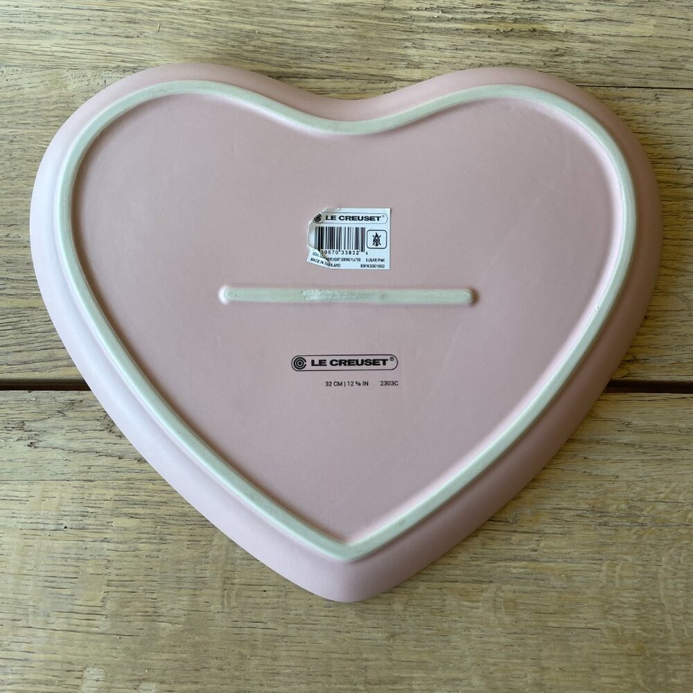 SALE Le Creuset Stoneware Heart Serving Platter 12 5/8" Sugar Pink NEW - Picture 4 of 9